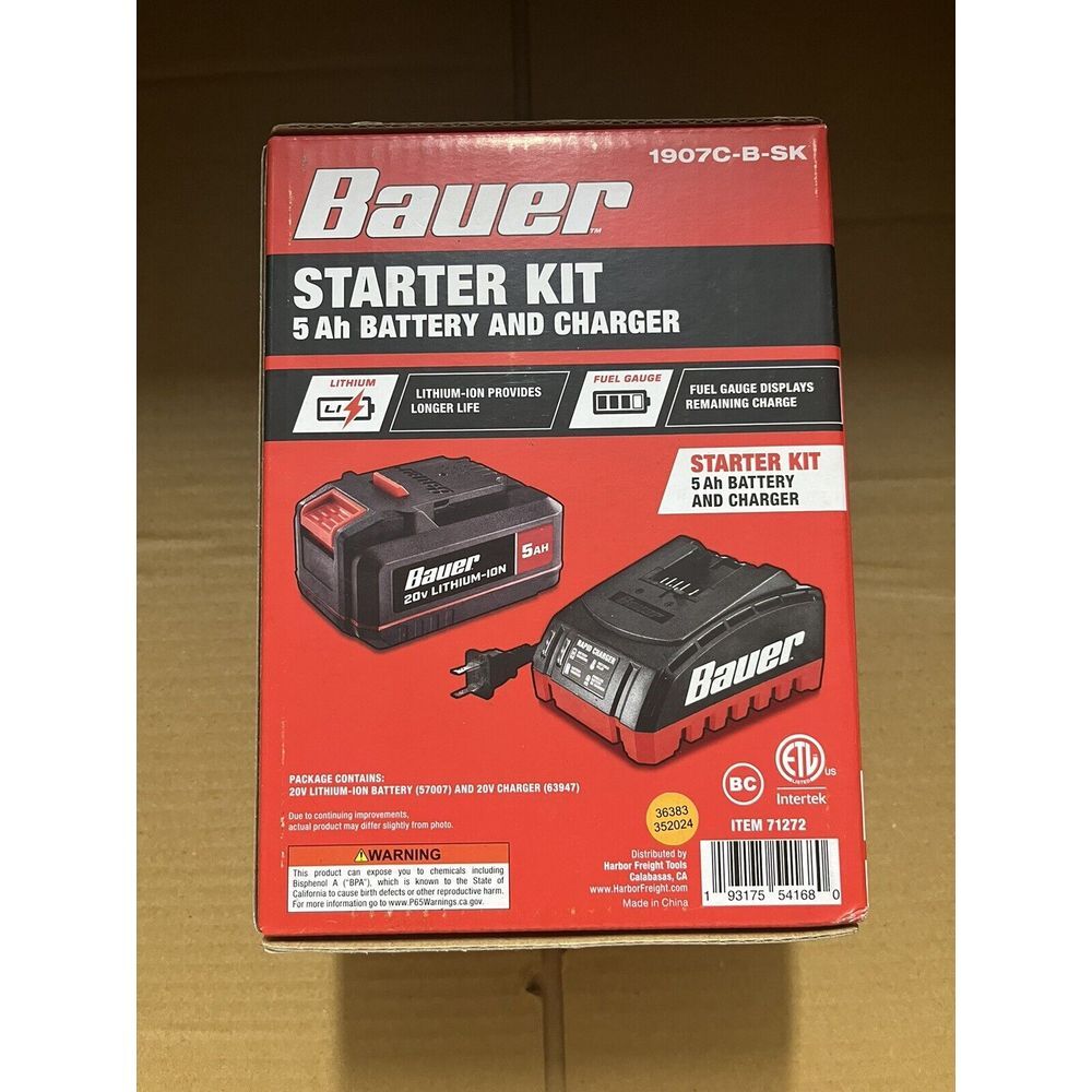 *NEW* BAUER 20V 5 Ah Lithium-Ion Battery & Charger Kit, 1907C-B-SK, 71272